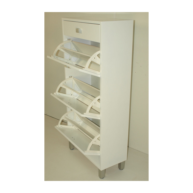 Mueble Zapatero lacado blanco con cajón.