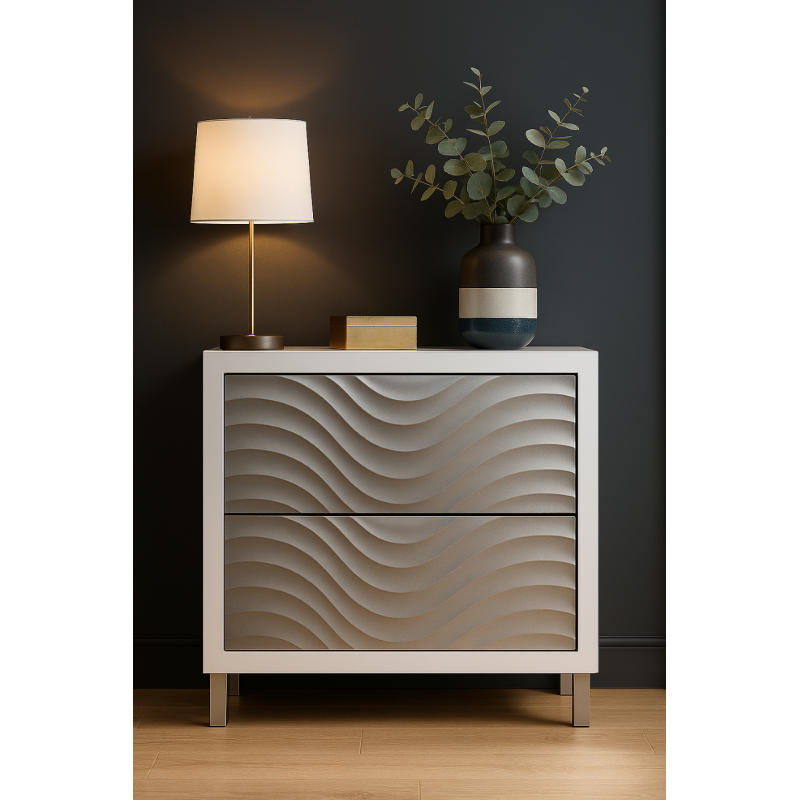 Zapatero Ondas H-25 — vista frontal con diseño de ondas lacado