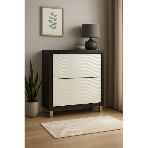 Zapatero Ondas H-30 — vista frontal bicolor en ambiente de salón