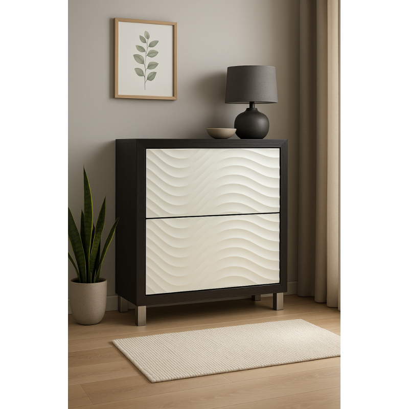 Zapatero Ondas H-30 — vista frontal bicolor en ambiente de salón