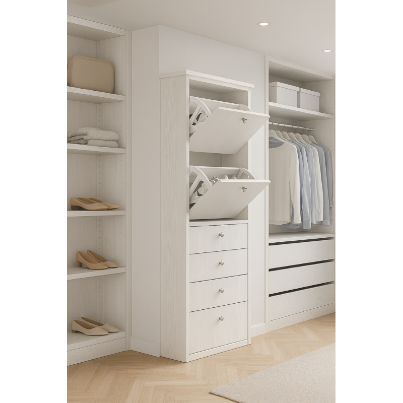 Zapatero Delfín — vista en vestidor con portones abiertos