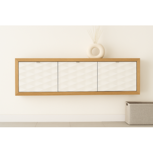 mueble zapatero colgado madera y blanco