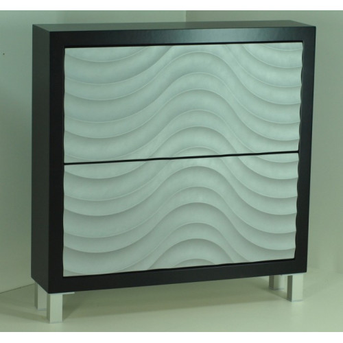 Mueble Zapatero mod. Ondas, negro y plata.