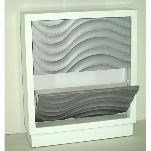 Mueble Zapatero mod. Ondas, lacado blanco y plata.