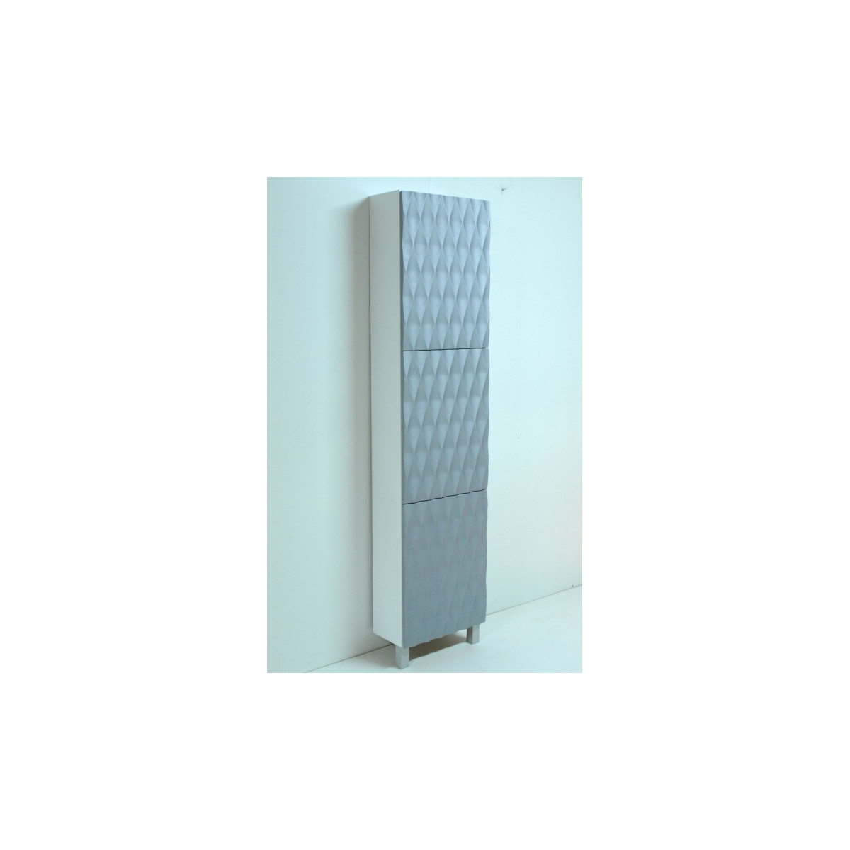 Mueble Zapatero Vertical lacado blanco y plata