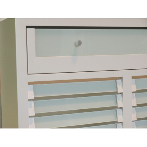 Mueble Zapatero Cubreradiador, lamas de cristal.