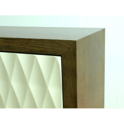 Mueble Zapatero rombo wengue y marfil, detalle 