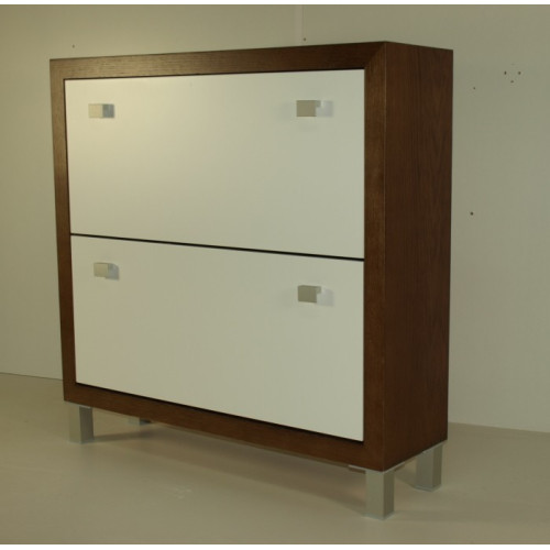 Mueble Zapatero mod. Z-10, pintado en nogal y blanco.