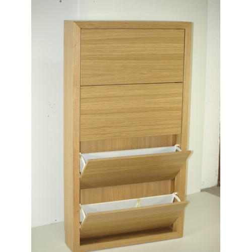 mueble zapatero liso, fabricado en chapa de roble.