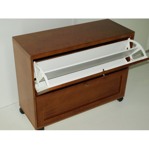 Mueble Zapatero con ruedas, sistema de bandeja doble.
